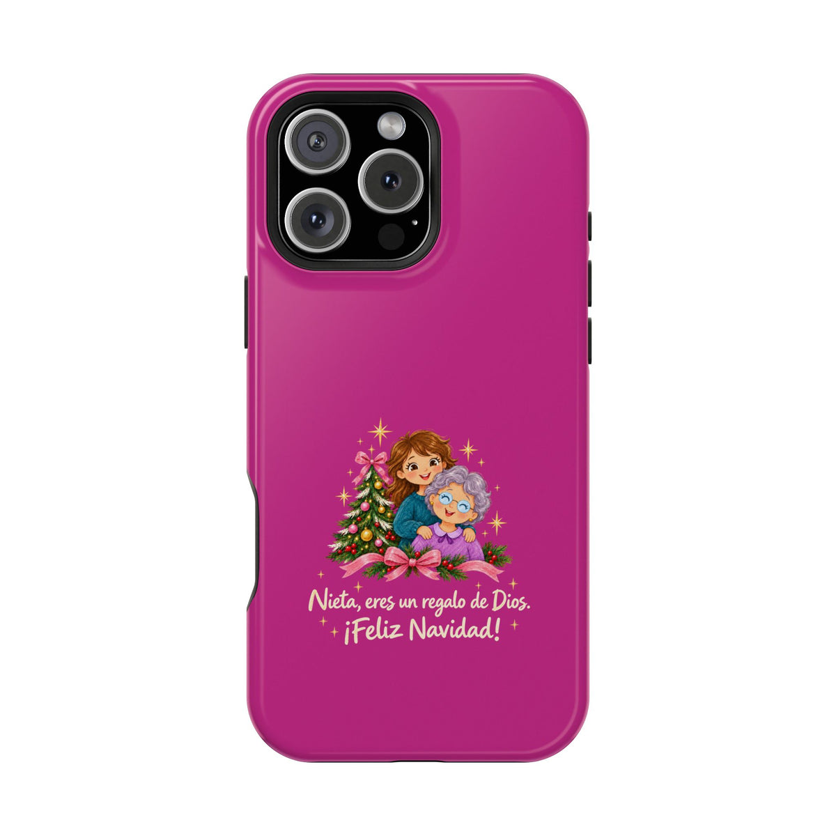 Magenta Christmas Grandma Phone Case — "Abuela, eres un regalo de Dios. ¡Feliz Navidad!" Magnetic Impact-Resistant