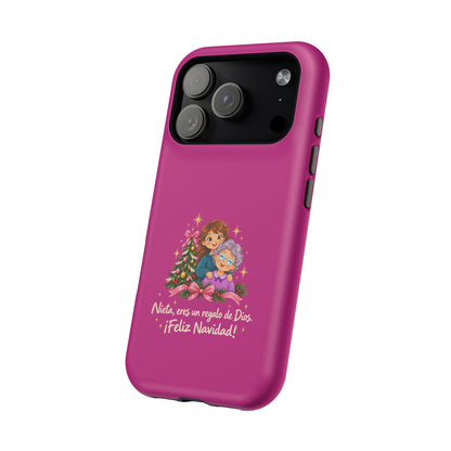 Magenta Christmas Grandma Phone Case — "Abuela, eres un regalo de Dios. ¡Feliz Navidad!" Magnetic Impact-Resistant