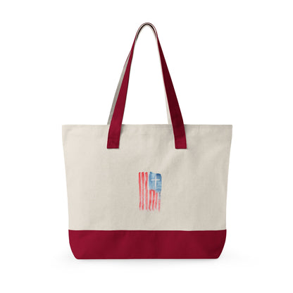 Canvas Tote Bag — "Child of God" & Watercolor Flag Zippered Tote