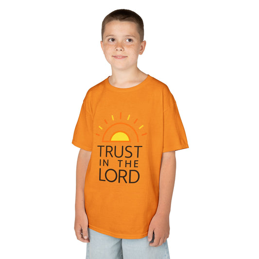 UNISEX Kids T-Shirt — "Trust in the Lord" Sun Graphic Christian Tee