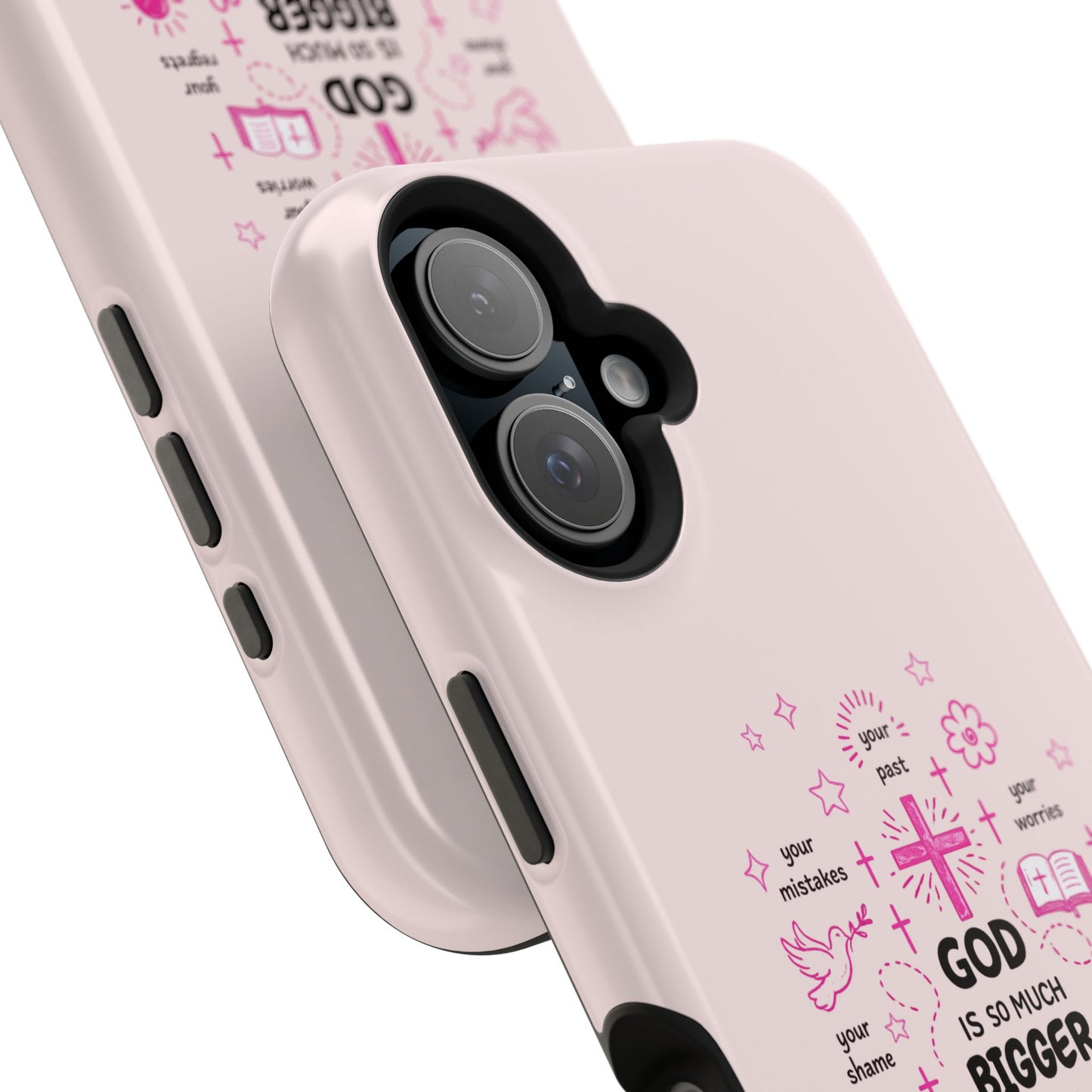 Pink Christian Phone Case — "God Is So Much Bigger Than..." Magnetic Impact-Resistant Case