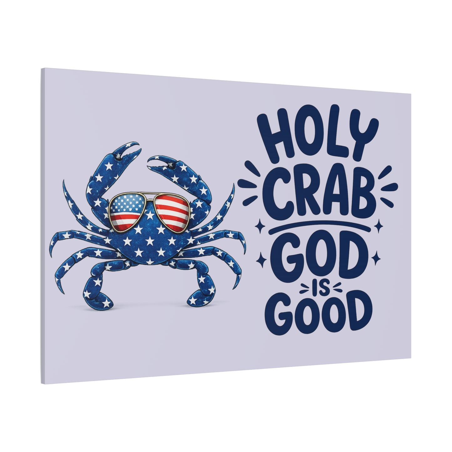 Patriotic Crab Canvas — "Holy Crab God Is Good" Wall Art
