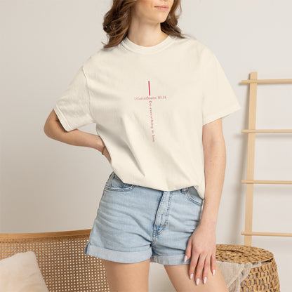 Minimalist Cross Tee — Subtle Vertical 'I Crossed Your Line' Graphic