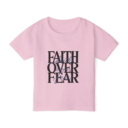 Toddler T‑Shirt — "Faith Over Fear" Scripture Graphic, Christian Kids Tee