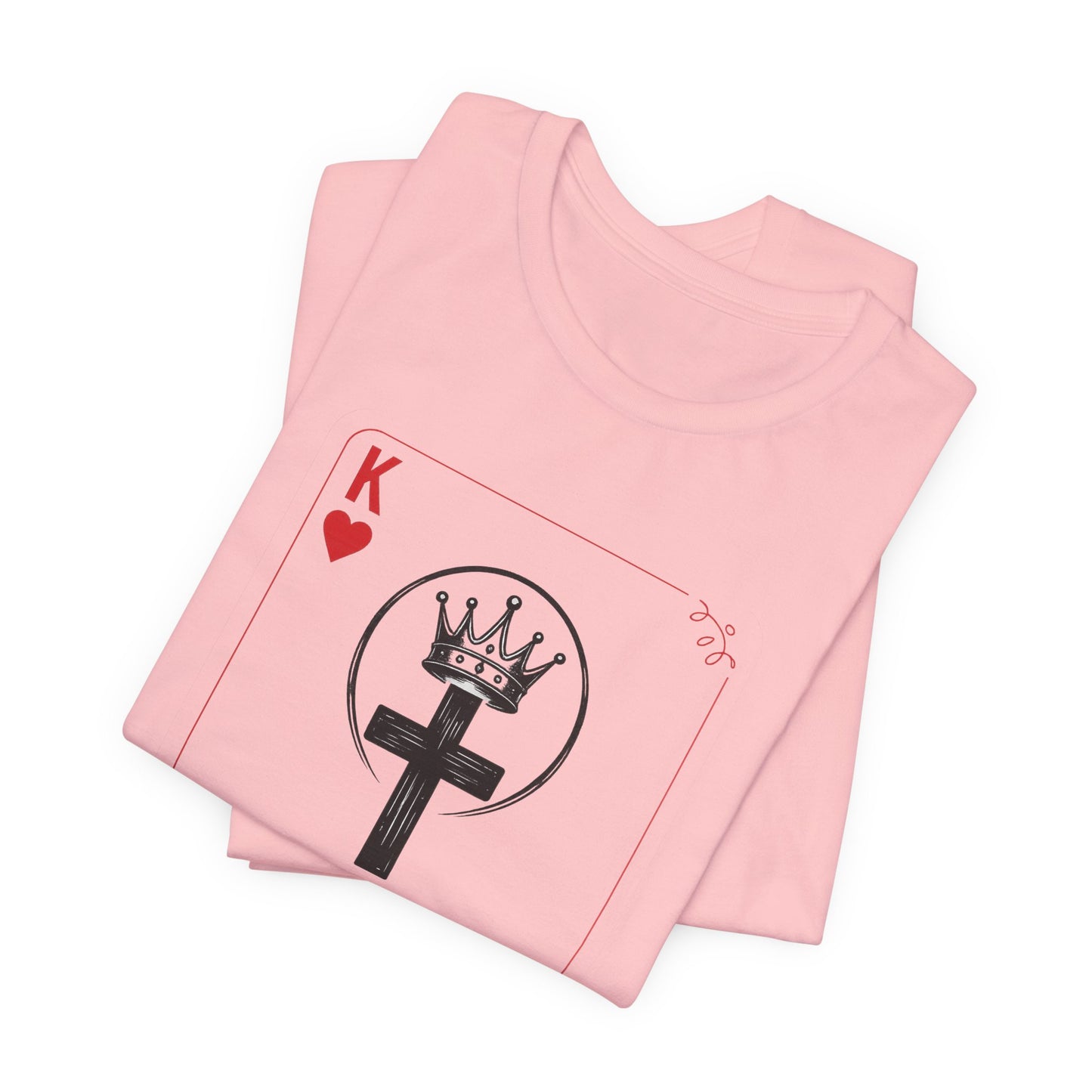King of Hearts Christian T-Shirt — John 14:6 Cross & Crown Playing Card Design