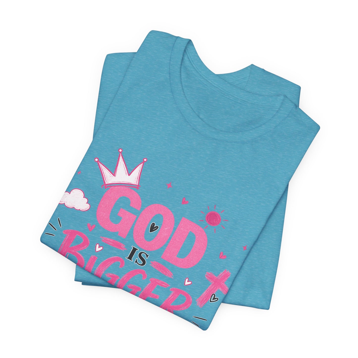 God Is Bigger Than Your Fear T-Shirt — Inspirational Christian Faith Tee (Pink Butterfly Design)