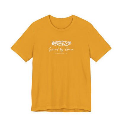 Faith Over Fear T-Shirt — "Saved by Grace" Christian Tee (Heart & Crown)