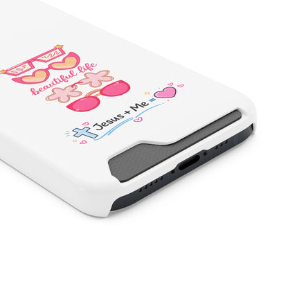 Jesus + Me Phone Card Case — "Beautiful Life" Pink Sunglasses Christian Wallet Case