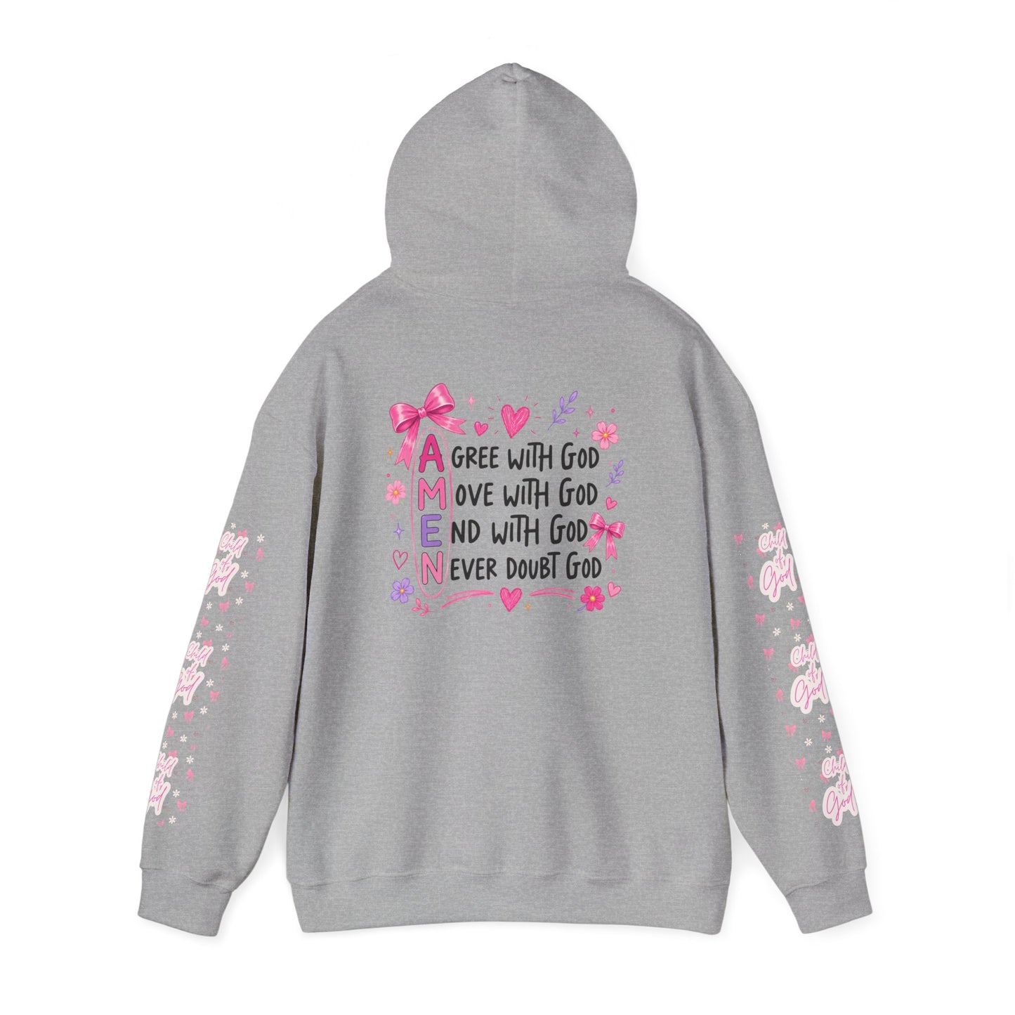 Christian Hoodie - 'AMEN' Inspirational Faith Pullover (Agree, Move, End, Never Doubt God)
