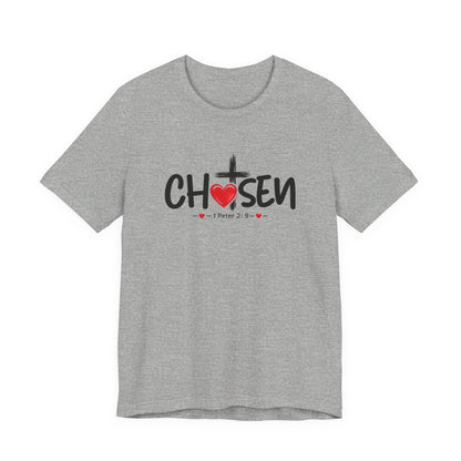 Chosen Cross Heart T-Shirt — Christian Faith Tee (1 Peter 2)