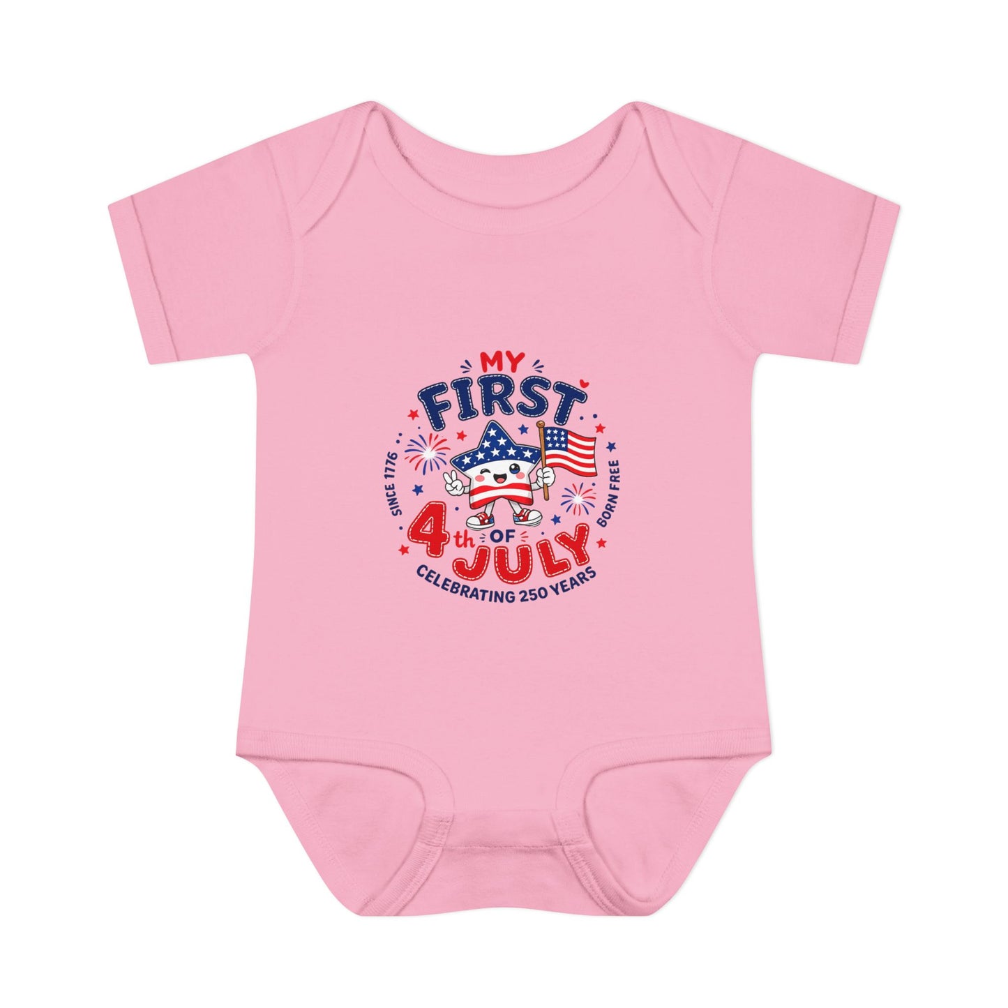Baby Bodysuit – "My First 4th of July" Patriotic Infant Onesie