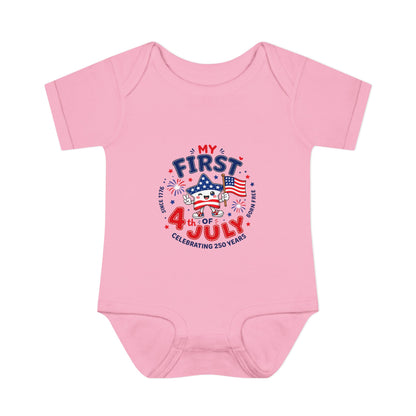 Baby Bodysuit – "My First 4th of July" Patriotic Infant Onesie