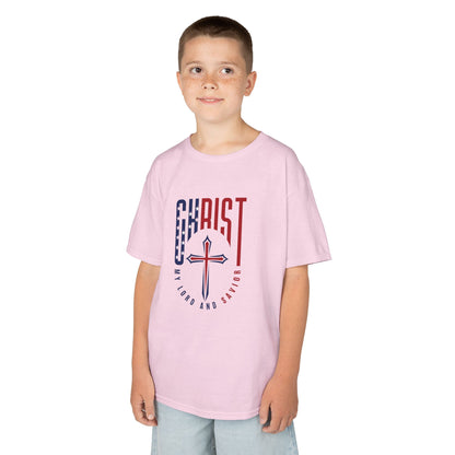 Kids Christian T-Shirt — "Christ Lives Our Hope" Patriotic Cross Tee