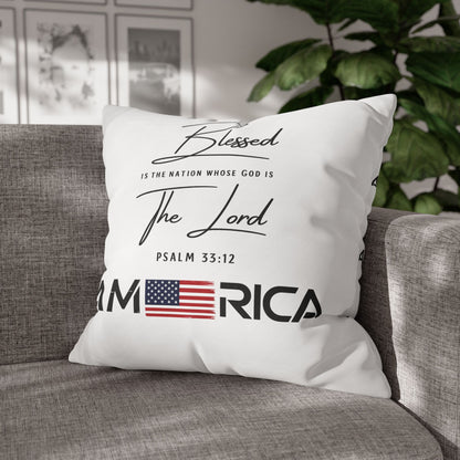 Blessed Is The Nation Pillow — America Psalm 33:12 Patriotic Decorative Pillowcase