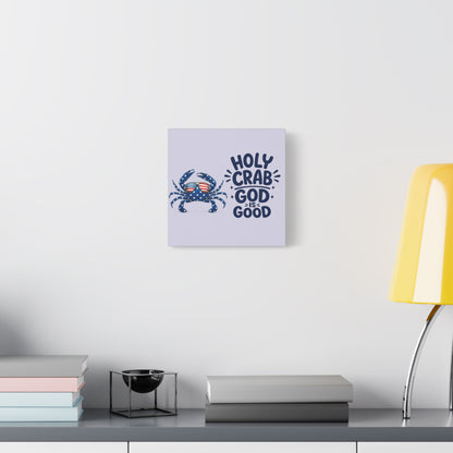 Patriotic Crab Canvas — "Holy Crab God Is Good" Wall Art