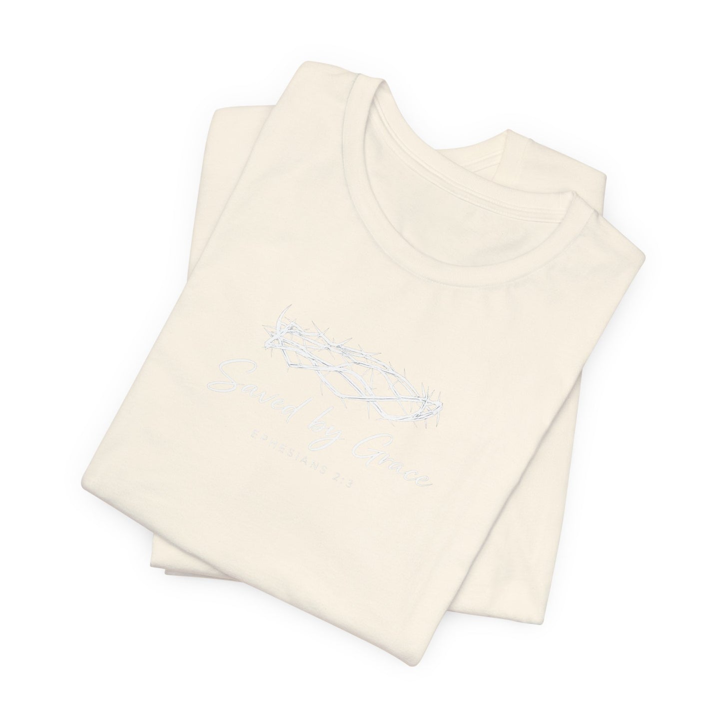 Faith Over Fear T-Shirt — "Saved by Grace" Christian Tee (Heart & Crown)