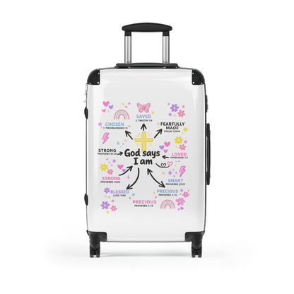 Suitcase — "God Says I Am" Inspirational Carry-On Luggage