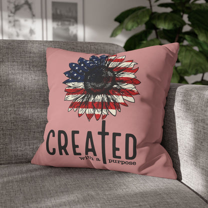 CREATED WITH A PURPOSE & GOD UNDER ONE NATION Canvas Pillowcase