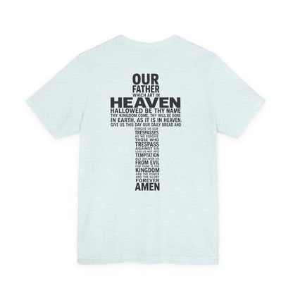 Faith Cross T‑Shirt — 'Our Father' Prayer Typography Tee