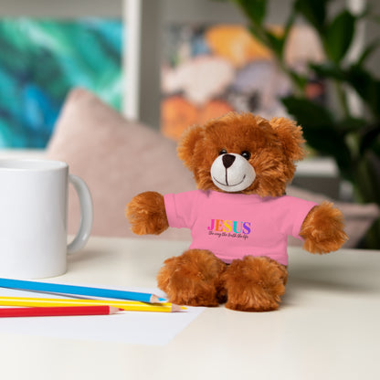 Jesus Rainbow Tee Teddy Bear - Plush Stuffed Animal with Faith Shirt