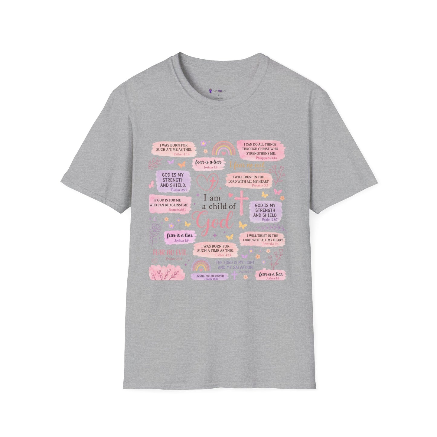 Christian Inspirational T-Shirt — “I am a child of God” Pink Scripture Tee