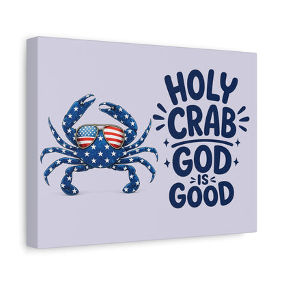 Patriotic Crab Canvas — "Holy Crab God Is Good" Wall Art
