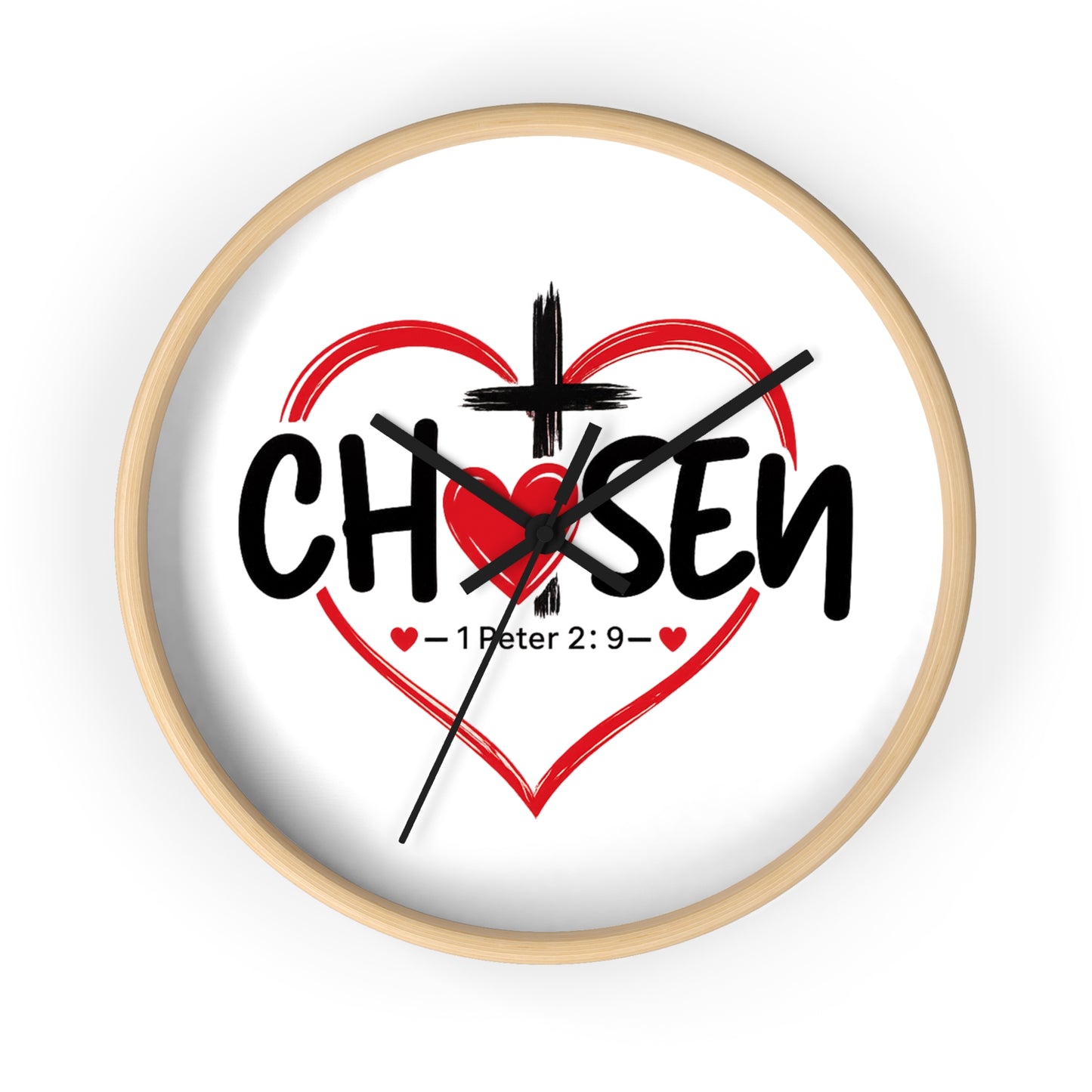Chosen Heart Wall Clock — Christian Scripture 1 Peter 2:9 Decorative Clock