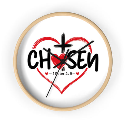 Chosen Heart Wall Clock — Christian Scripture 1 Peter 2:9 Decorative Clock