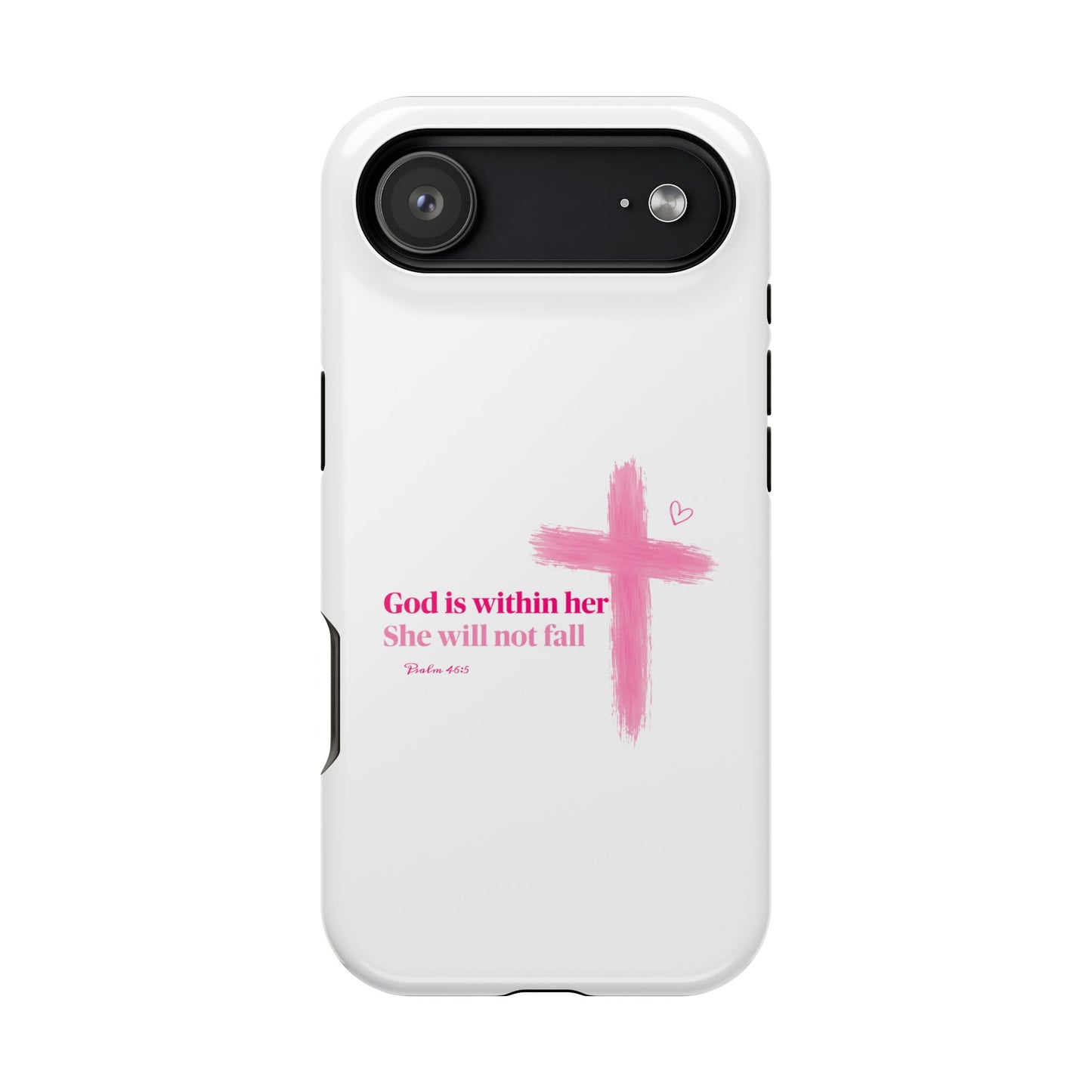 Phone Case — "God is within her, She will not fall" Pink Cross Magnetic Impact-Resistant Case