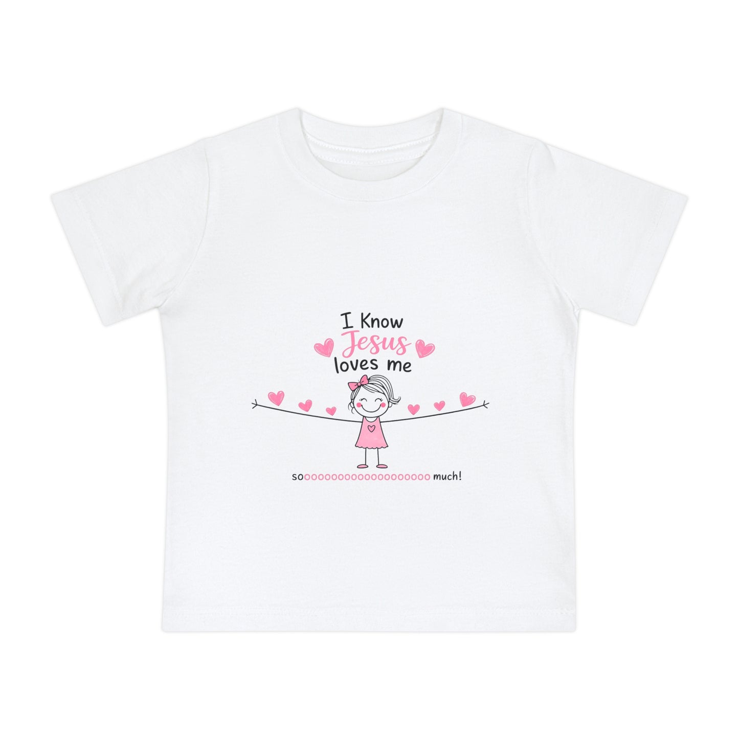 Baby T-Shirt - "I Know Jesus Loves Me" Pink Hearts Christian Infant Tee
