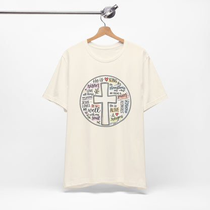 Christian Cross Faith T-Shirt — He Is Risen Inspirational Graphic Tee