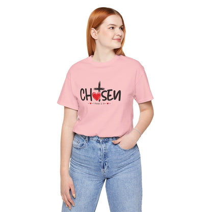 Chosen Cross Heart T-Shirt — Christian Faith Tee (1 Peter 2)