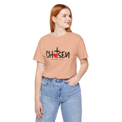 Chosen Cross Heart T-Shirt — Christian Faith Tee (1 Peter 2)