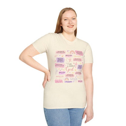 Christian Inspirational T-Shirt — “I am a child of God” Pink Scripture Tee