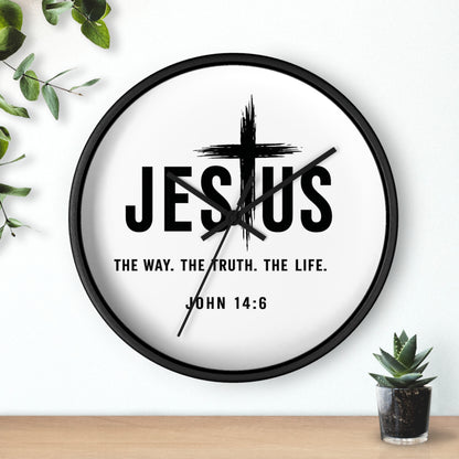 Jesus Wall Clock — "The Way. The Truth. The Life." John 14:6 Christian Decorative Clock
