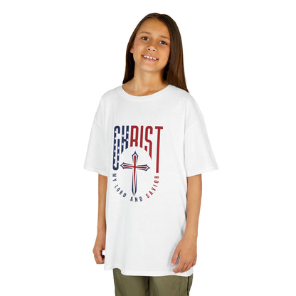 Kids Christian T-Shirt — "Christ Lives Our Hope" Patriotic Cross Tee