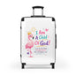 Child of God Kids Suitcase – Pink Flamingo Faith Travel Luggage (Philippians 4:13)