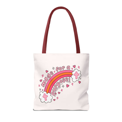 Pink Faith Tote Bag — Inspirational Cross & Rainbow AOP Tote