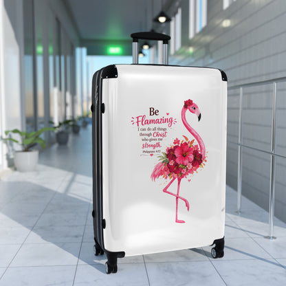 Flamingo Christian Carry-On Suitcase – "Be Flamingo: I can do all things through Christ..." Inspirational Luggage