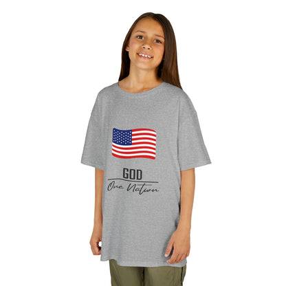 UNISEX Kids Tee — American Flag 'God One Nation' Patriotic T‑Shirt