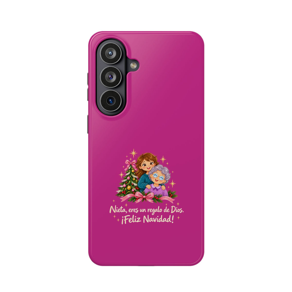 Magenta Christmas Grandma Phone Case — "Abuela, eres un regalo de Dios. ¡Feliz Navidad!" Magnetic Impact-Resistant