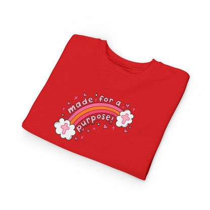 Toddler Sweatshirt — 'Made for a Purpose' Rainbow & 'God's Timing is Perfect' Pink Graphic