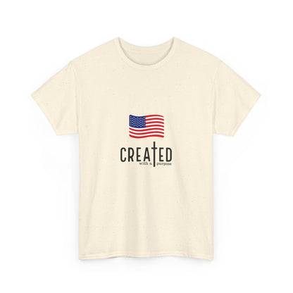 Created American Flag T‑Shirt — 'Created' Patriotic Graphic Tee