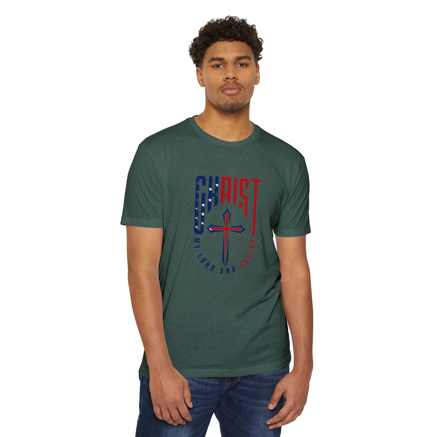 UNISEX Christ Cross T‑Shirt — My Lord and Savior Patriotic Christian Tee
