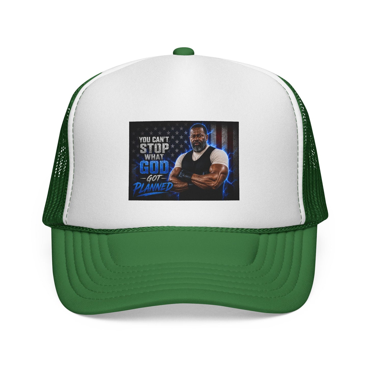 Trucker Cap — "You Can't Stop What God Got Planned" Faith Mesh Hat
