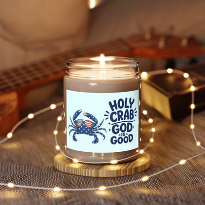 Patriotic 'Holy Crab God Is Good' 9oz Scented Soy Candle
