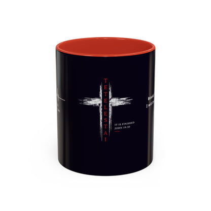Christian faith gift  Coffee Mug — 'Tetelestai' Cross Design with Isaiah 12:2 Scripture (11/15oz Accent Mug)