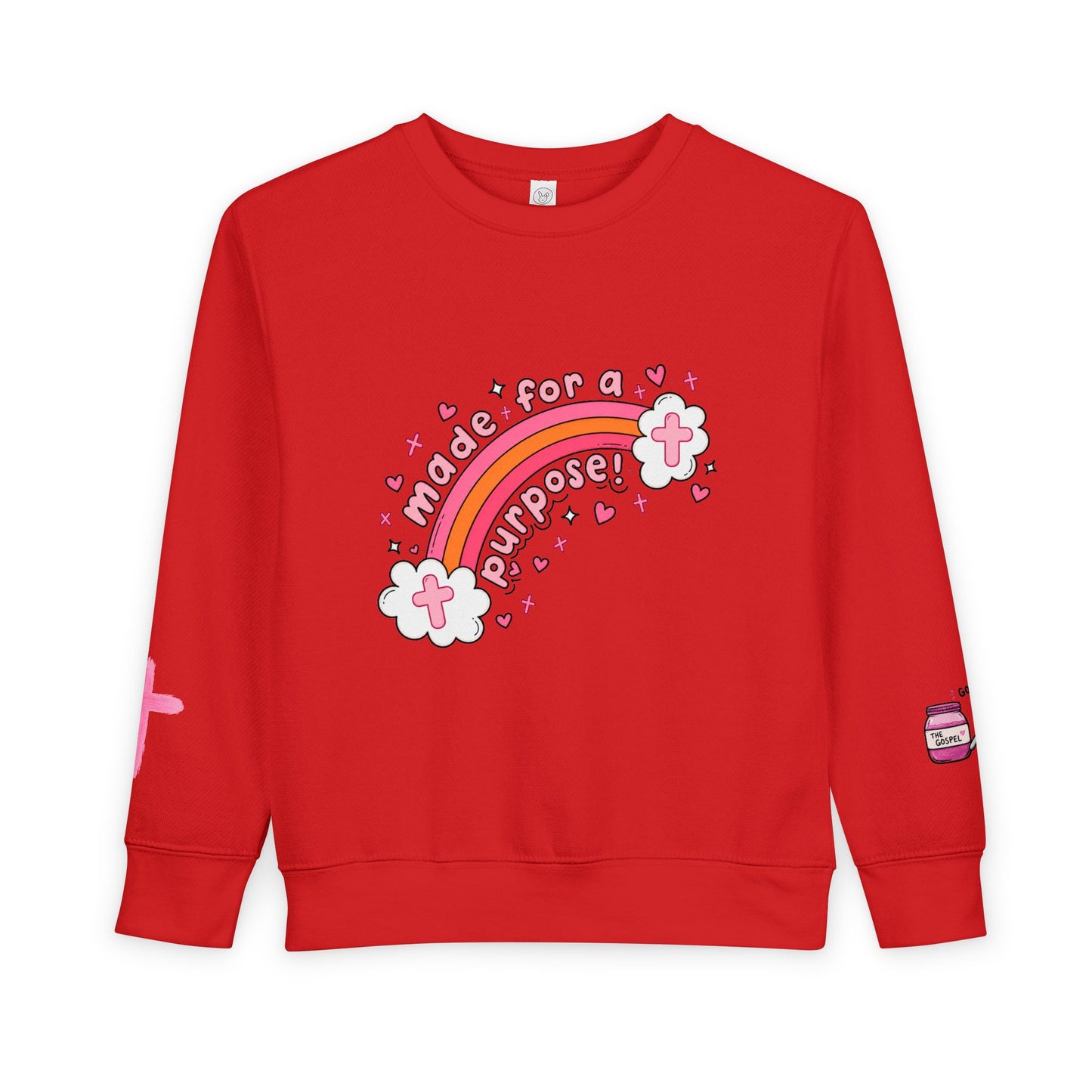 Toddler Sweatshirt — 'Made for a Purpose' Rainbow & 'God's Timing is Perfect' Pink Graphic