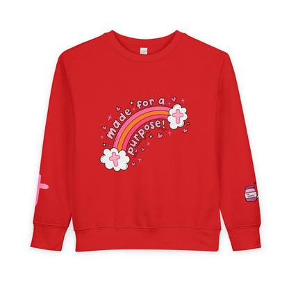 Toddler Sweatshirt — 'Made for a Purpose' Rainbow & 'God's Timing is Perfect' Pink Graphic