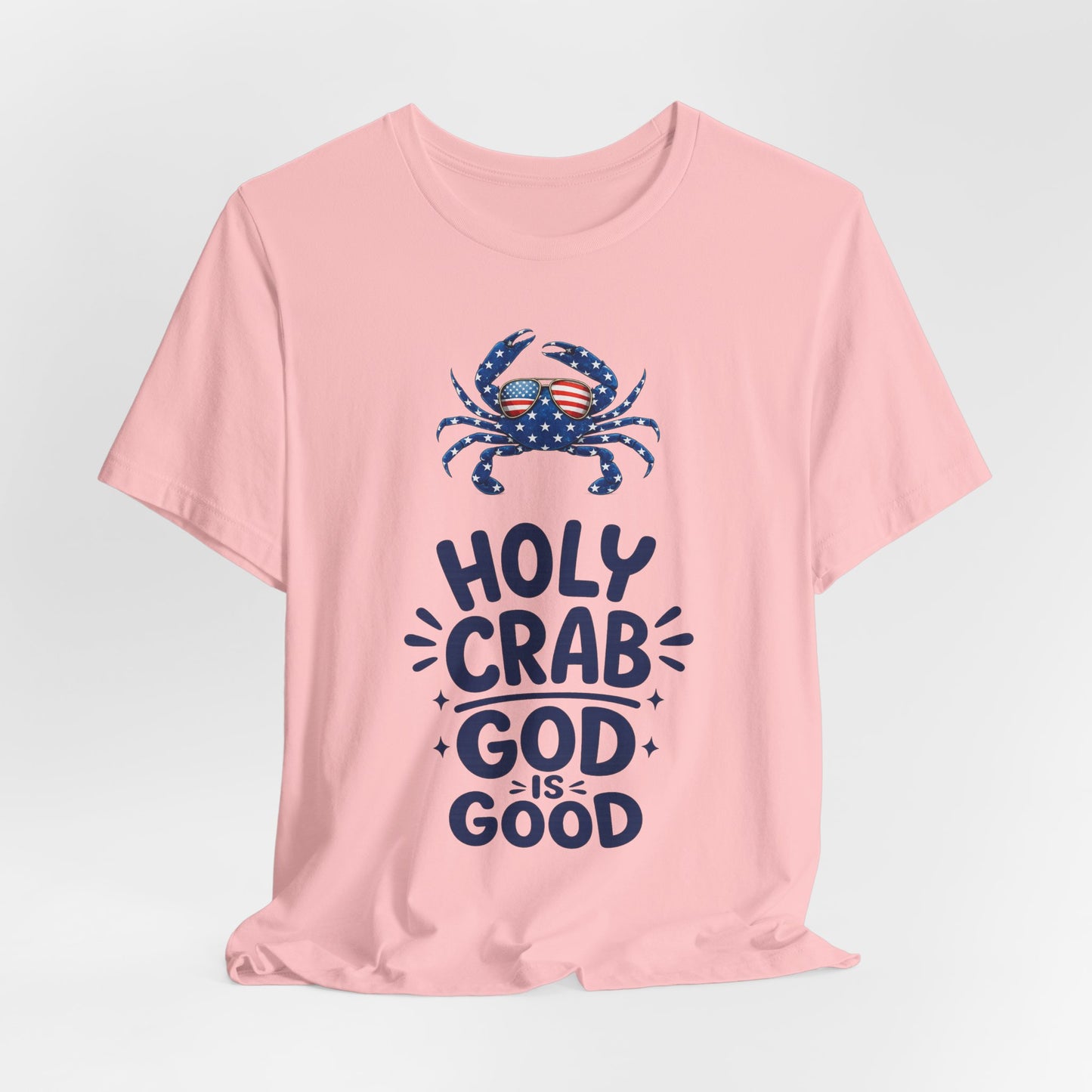 Holy Crab God Is Good T-Shirt — Patriotic Blue Crab Graphic Tee